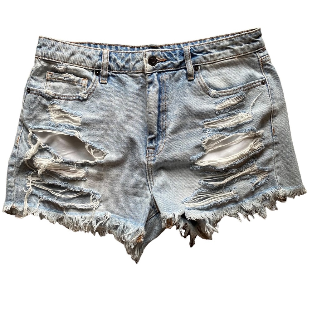 90s Light Wash Distressed Summer Boyfriend Shorts size Large - Picture 1 of 9